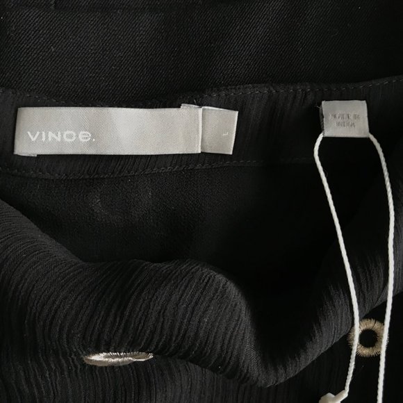 NWT VINCE Black Cami Sz L w Metallic Embroid - Picture 6 of 8